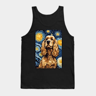 Cute Cocker Spaniel Dog Breed Painting Dog Breed Painting in a Van Gogh Starry Night Art Style Tank Top